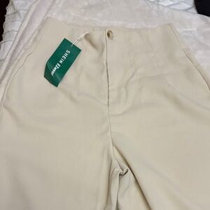 SHEIN Beige Pleated Trousers